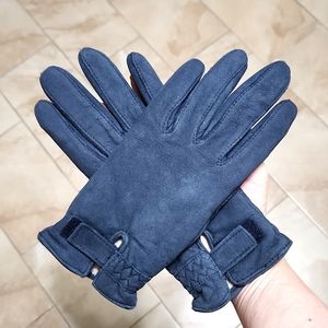 Fownes Ladies Black Sueded Leather Gloves